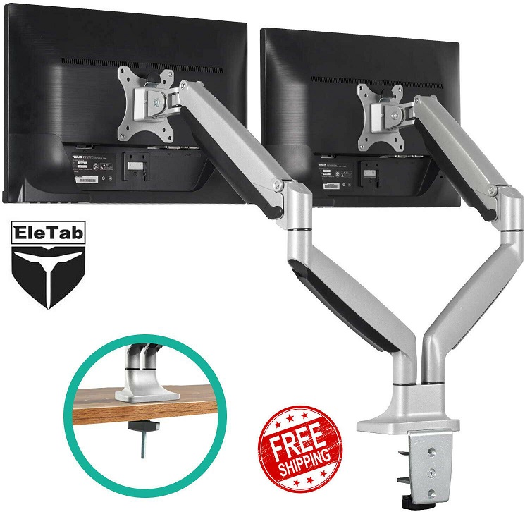 EleTab ELTGM032 Dual Monitor (32" Max) Mount Stand Full Motion Swivel