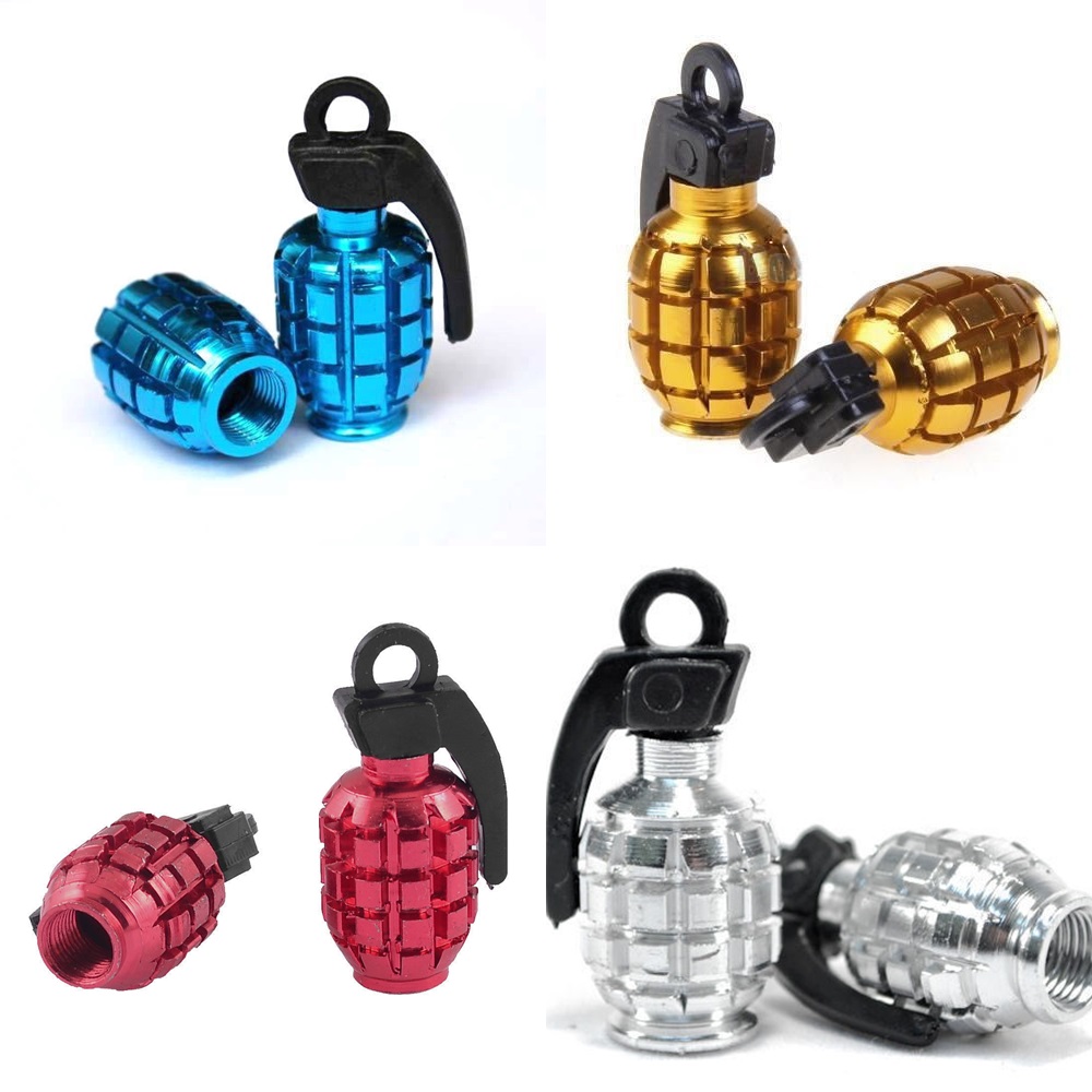 Grenade Metal Aluminum Tire Valve Caps Bike Universal Car Motorcycle ATV