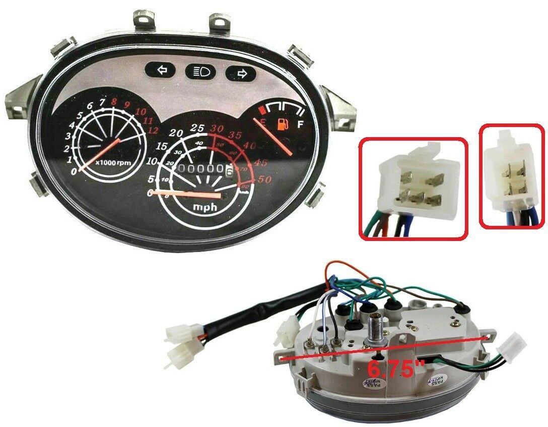 5+4 WIRES Speedometer Gas Gauge CLUSTER FOR GY6 MOPED MOTORCYCLE