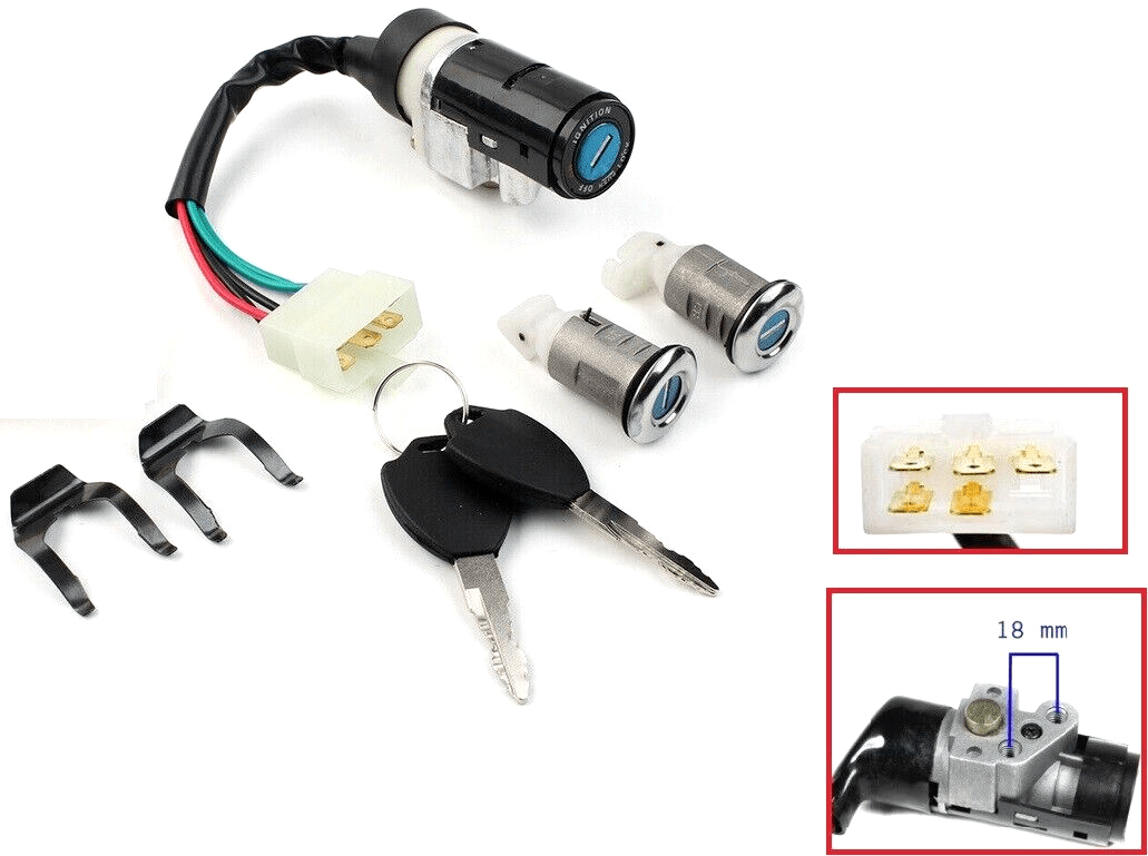 5 Wires ignition Key Switch for Chinese Moped Scooter KS20S