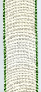 20ct Linen Banding 2.25" Ecru/Green