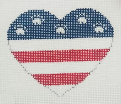 Red, White, and Blue Paw Print Heart