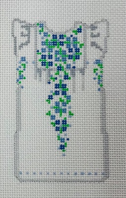 White and Blue Embroidered Dress
