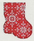 Snowflakes on Red Mini Sock