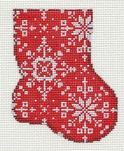 Snowflakes on Red Mini Sock