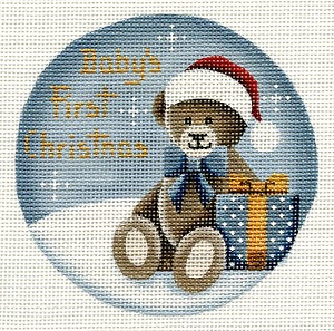 Baby's First Christmas Blue Gift and Teddy
