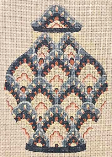 Blue and Pink Scallops Ginger Jar