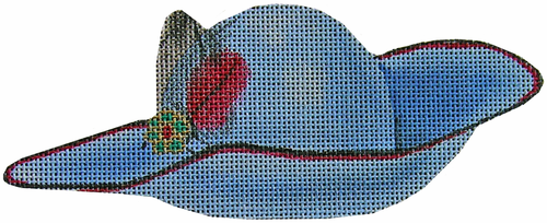 Blue Hat w/Pin and Feathers