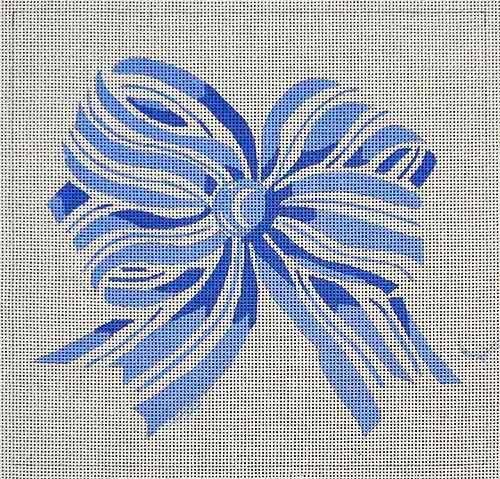 Blues and White Striped Bow
