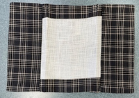 Button Pillow 10ct Beige / Black Plaid