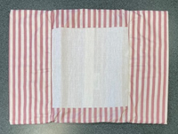 Button Pillow 28ct Ivory / Pink Pinstriped