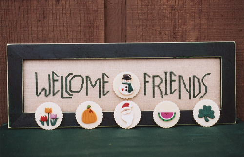 Buttoned Welcome Friends