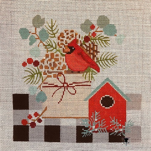 Cardinal Pinecone Basket