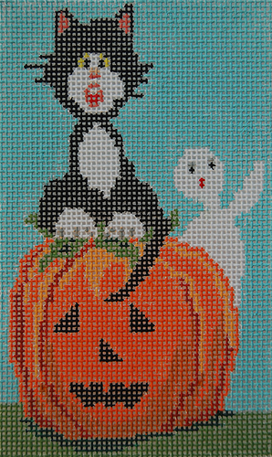 Cat, Ghost, and Jack-o-Lantern