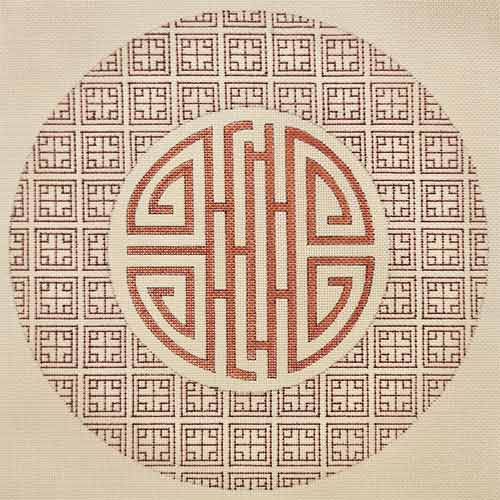 Chinese Crest on Fret Background