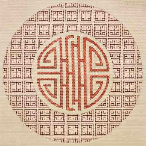 Chinese Crest on Fret Background