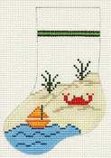 Crab on Beach w/ Sailboat Mini Sock