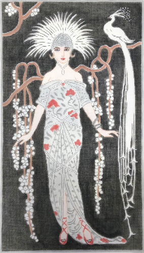 Deco Lady w/ Vines and Bird