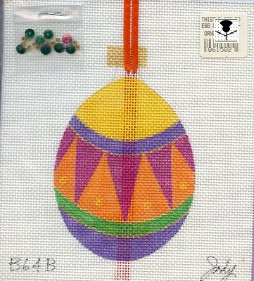 Egg Ornament - Orange and Fuchsia