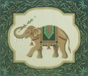 Elephant in Black and Gold Border