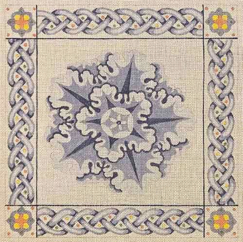 Floral Star with Woven Border Pillow