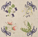 Flowers with Blue Bows Pillow