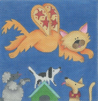 Flying Cat Over Dogs