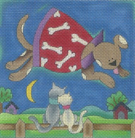 Flying Dog Over Cats