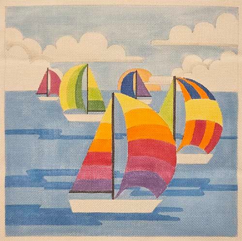 Four Sailboats at Sunrise