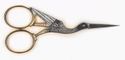 Gold Plated 3.5&#8243; Stork Embroidery Scissors