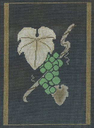 Grapes and Leaves on Black