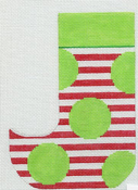 Green Dots on Red and White Mini Sock