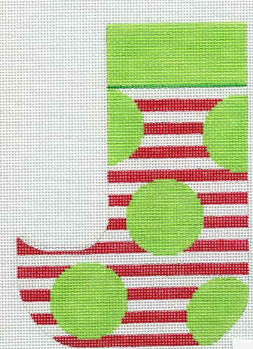Green Dots on Red and White Mini Sock