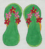 Green Flip-Flops w/ Flowers
