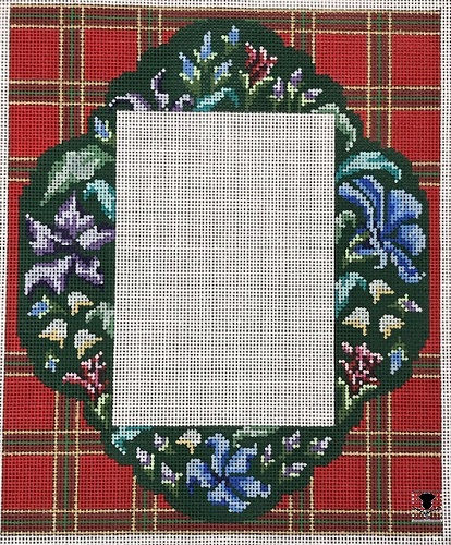 Green Floral on Red Plaid