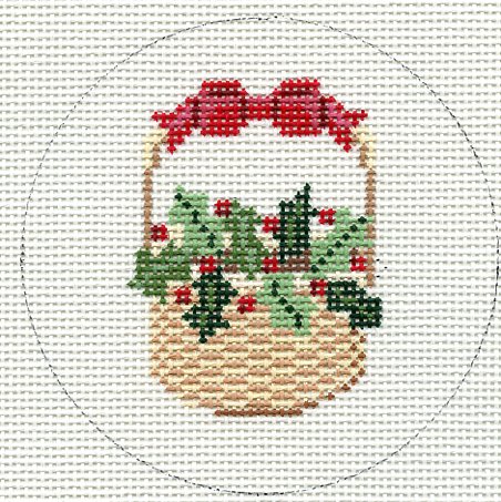 Holly in Nantucket Basket w/ Ribbon