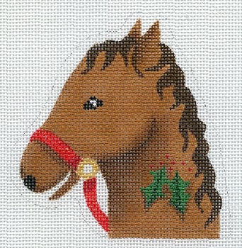 Horse w/ Holly Candy Cane Holder