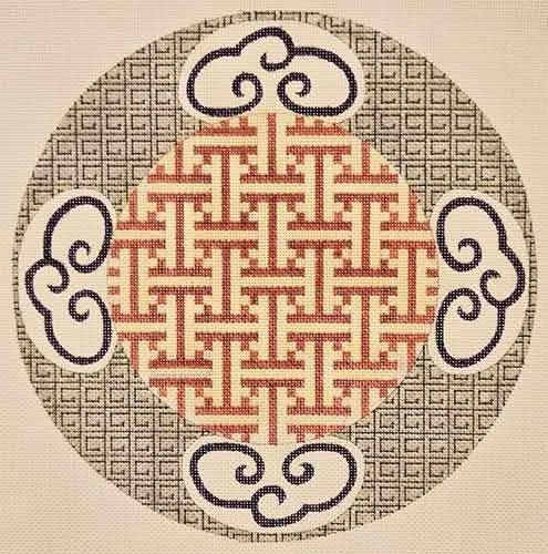 Large Red Fret with Clouds on Small Fret