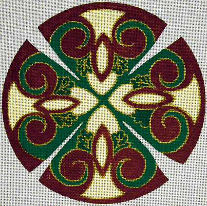 Leaves Kippah - Turquoise and Magenta