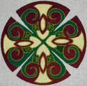 Leaves Kippah - Turquoise and Magenta