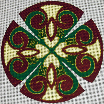 Leaves Kippah - Turquoise and Magenta
