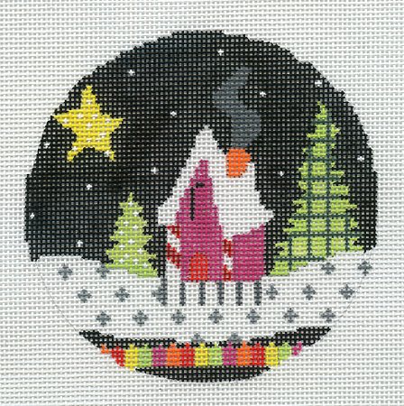 Magenta House Snow Scene