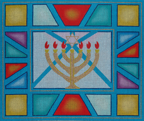 Menorah on Stained Glass