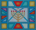 Menorah on Stained Glass