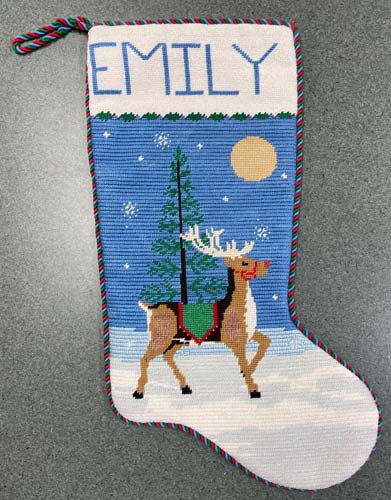 Moonlit Reindeer Stocking