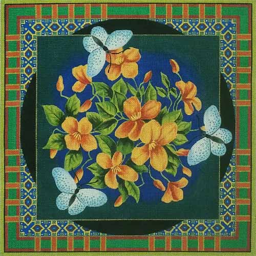 Orange Flowers and Butterflies