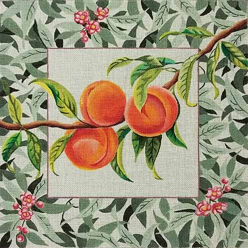 Peaches w/Wide Leafy Border