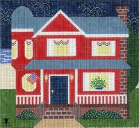 Patriotic House at Night