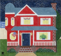 Patriotic House at Night