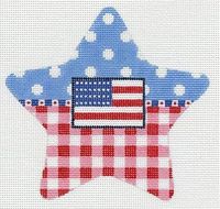 Patriotic Star Red Gingham and Flag